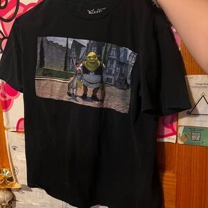 Black Shrek and Donkey Graphic T-Shirt